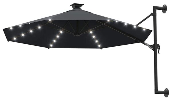 Parasol ogrodowy z LED, ścienny, 300 cm, antracytowy
