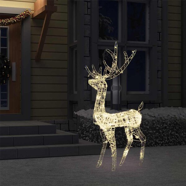 Świąteczny renifer, akrylowy, 128 cm, 140 ciepłych białych LED
