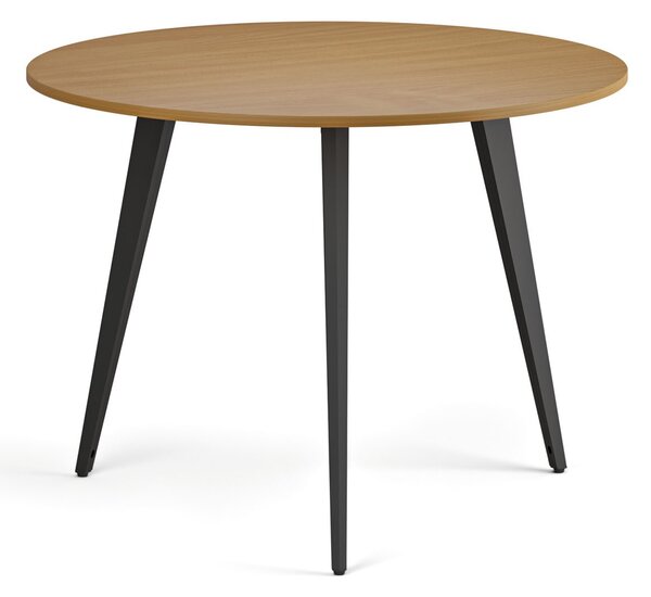 Stolik kawowy PRIMO VIBE, średnica 100 cm, czarna podstawa, buk