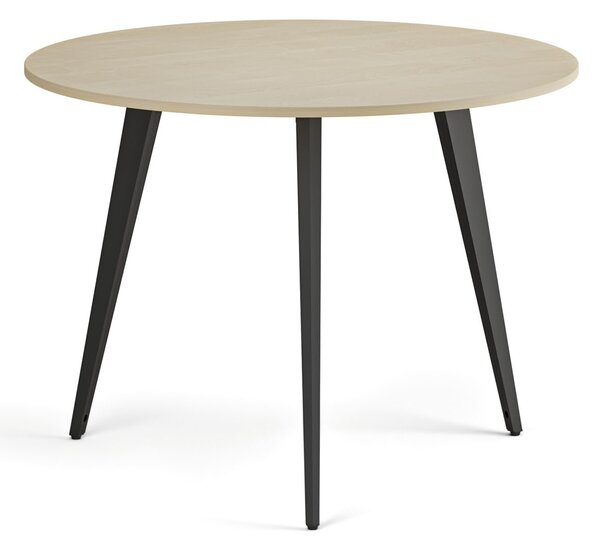 Stolik kawowy PRIMO VIBE, średnica 100 cm, czarna podstawa, brzoza