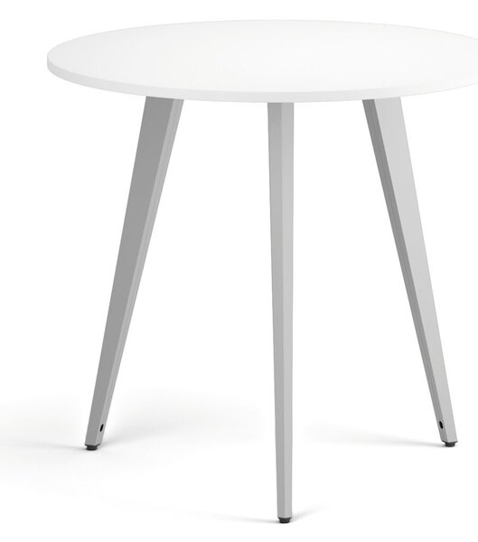 Stolik kawowy PRIMO VIBE, średnica 80 cm, szaro-srebrna podstawa, biały