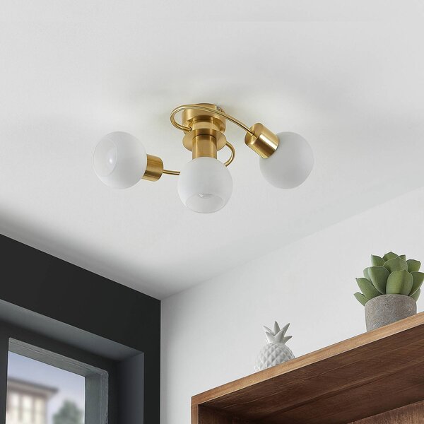 Lampa sufitowa Ciala Lindby, możliwość ściemniania, mosiężny / złoty, salon / jadalnia, szkło, nowoczesny