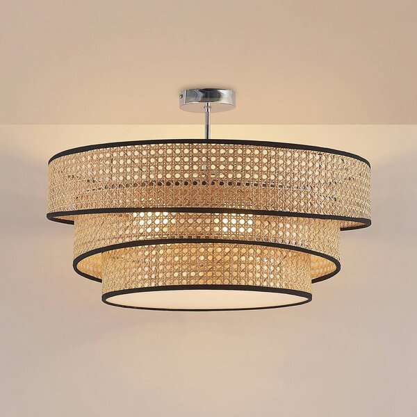 Lampa sufitowa Elowen Lucande, możliwość ściemniania, jasne drewno, salon / jadalnia, bambus, nowoczesny