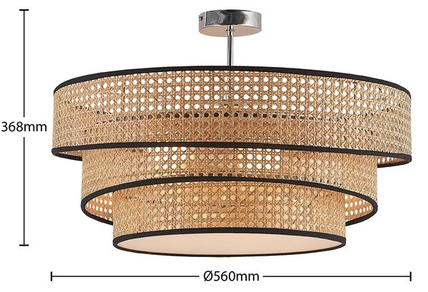 Lampa sufitowa Elowen Lucande, możliwość ściemniania, jasne drewno, salon / jadalnia, bambus, nowoczesny
