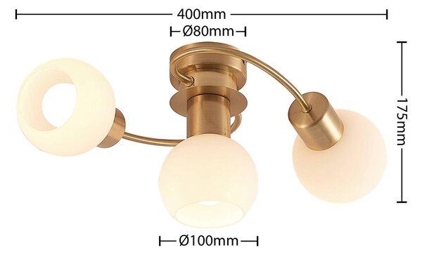 Lampa sufitowa Ciala Lindby, możliwość ściemniania, mosiężny / złoty, salon / jadalnia, szkło, nowoczesny