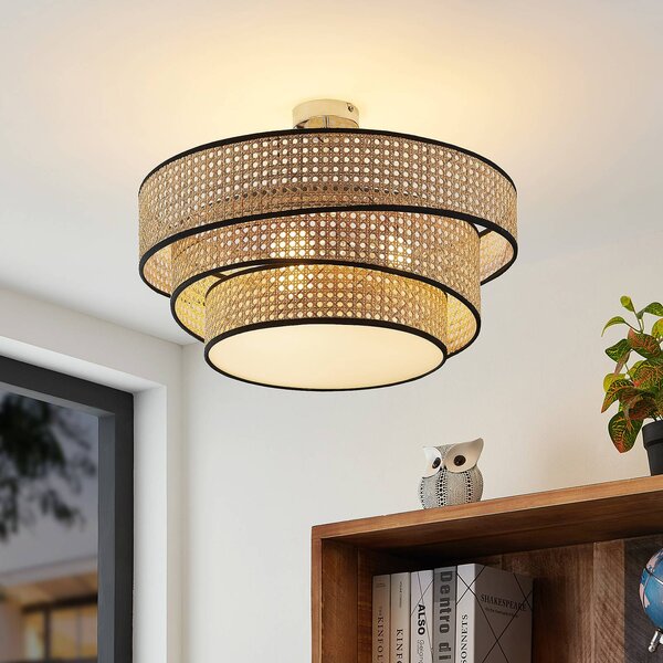 Lampa sufitowa Elowen Lucande, możliwość ściemniania, jasne drewno, salon / jadalnia, bambus, nowoczesny