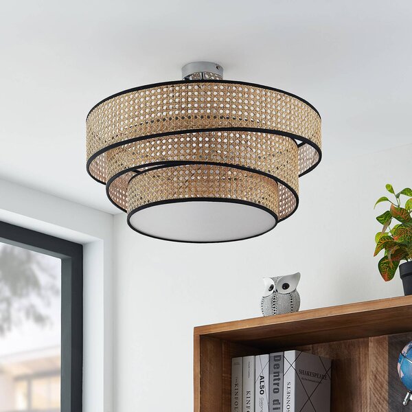 Lampa sufitowa Elowen Lucande, możliwość ściemniania, jasne drewno, salon / jadalnia, bambus, nowoczesny