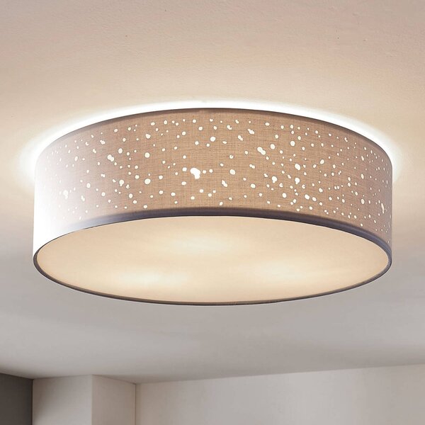 Lampa sufitowa Umma Lindby, możliwość ściemniania, aluminiowy / szary / cynkowy, salon / jadalnia, tkanina / materiał / jedwab, nowoczesny