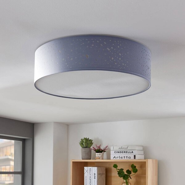 Lampa sufitowa Umma Lindby, możliwość ściemniania, aluminiowy / szary / cynkowy, salon / jadalnia, tkanina / materiał / jedwab, nowoczesny