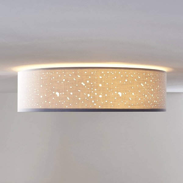 Lampa sufitowa Umma Lindby, możliwość ściemniania, aluminiowy / szary / cynkowy, salon / jadalnia, tkanina / materiał / jedwab, nowoczesny