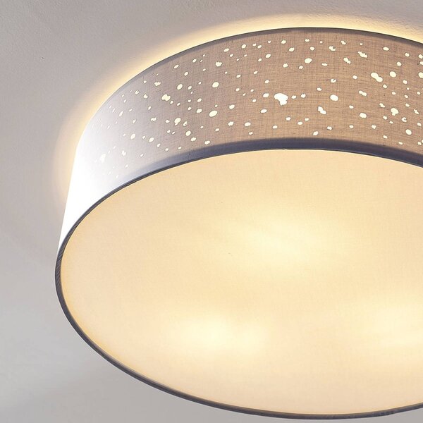 Lampa sufitowa Umma Lindby, możliwość ściemniania, aluminiowy / szary / cynkowy, salon / jadalnia, tkanina / materiał / jedwab, nowoczesny