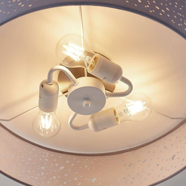 Lampa sufitowa Umma Lindby, możliwość ściemniania, aluminiowy / szary / cynkowy, salon / jadalnia, tkanina / materiał / jedwab, nowoczesny