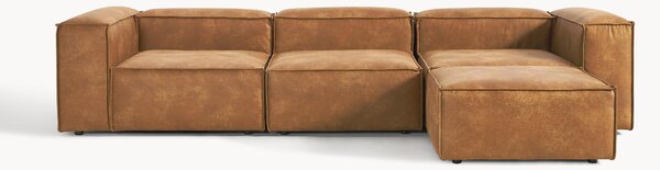 Sofa modułowa ze skóry z recyklingu z pufem Lennon (4-osobowa)