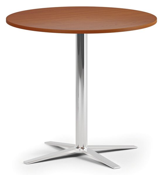 Stolik kawowy AURA, średnica 60 cm, chrom podstawa, czereśnia