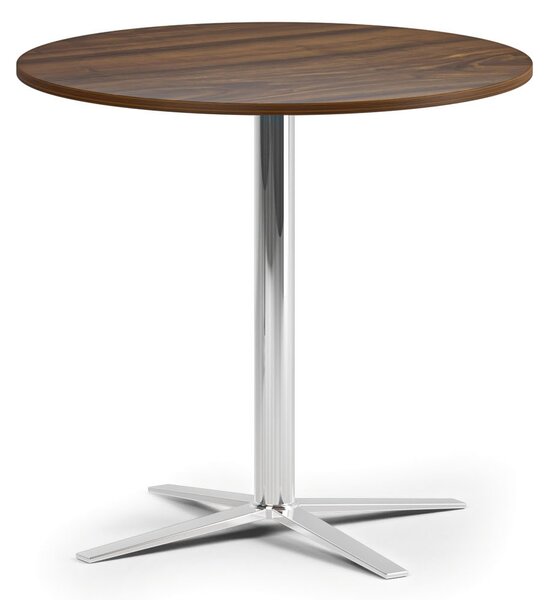 Stolik kawowy AURA, średnica 60 cm, chrom podstawa, orzech
