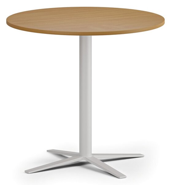 Stolik kawowy AURA, średnica 60 cm, biała podstawa, buk