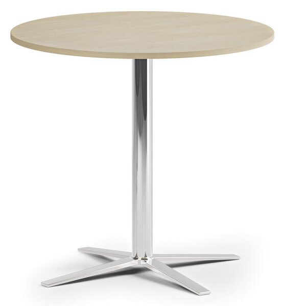 Stolik kawowy AURA, średnica 60 cm, chrom podstawa, brzoza