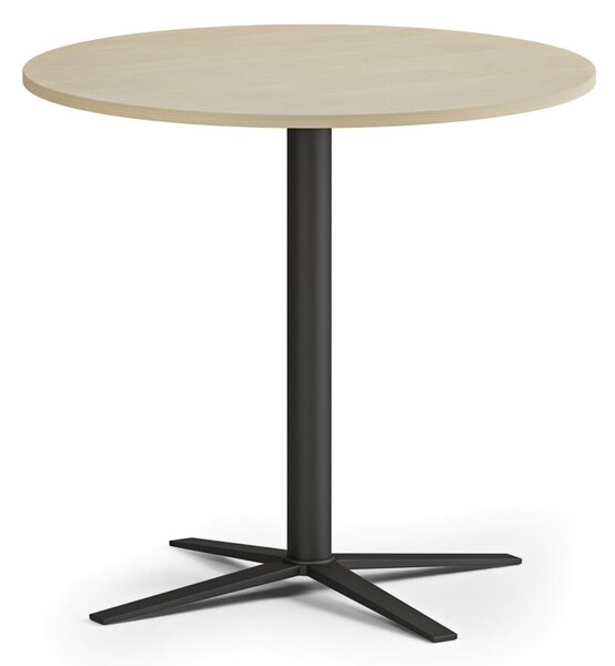 Stolik kawowy AURA, średnica 60 cm, czarna podstawa, brzoza