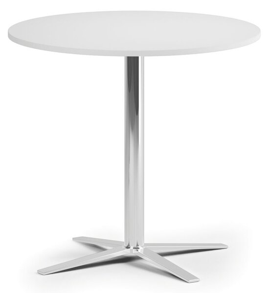 Stolik kawowy AURA, średnica 60 cm, chrom podstawa, biały