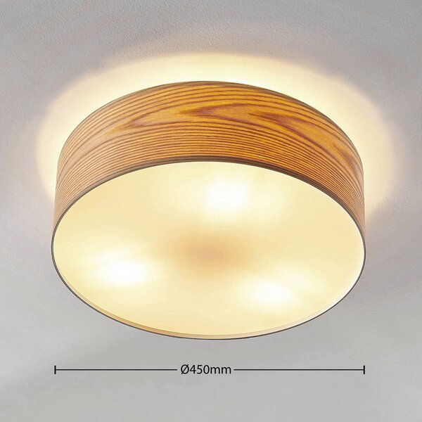 Lampa sufitowa Dominic Lindby, możliwość ściemniania, jasne drewno, salon / jadalnia, drewno, skandynawski