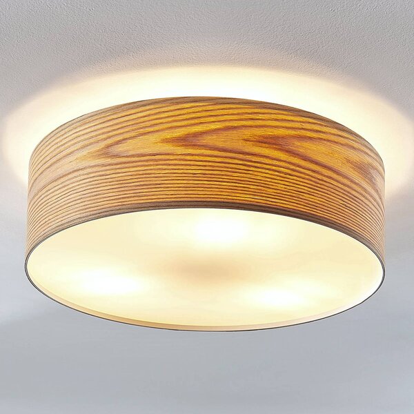Lampa sufitowa Dominic Lindby, możliwość ściemniania, jasne drewno, salon / jadalnia, drewno, skandynawski
