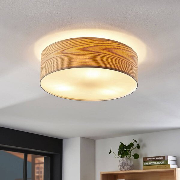 Lampa sufitowa Dominic Lindby, możliwość ściemniania, jasne drewno, salon / jadalnia, drewno, skandynawski