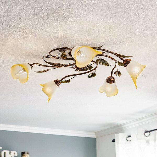Lampa sufitowa Miranda ONLI, możliwość ściemniania, brązowy / mosiężny, salon / jadalnia, metal, florentyński
