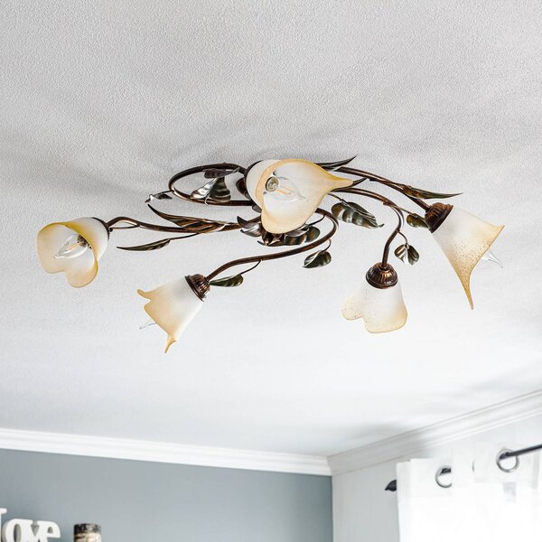 Lampa sufitowa Miranda ONLI, możliwość ściemniania, brązowy / mosiężny, salon / jadalnia, metal, florentyński