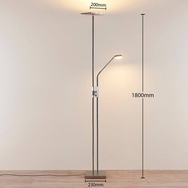 Lampa stojąca LED Jonne Lindby, możliwość ściemniania, aluminiowy / szary / cynkowy, salon / jadalnia, metal, nowoczesny