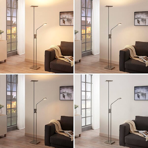 Lampa stojąca LED Jonne Lindby, możliwość ściemniania, aluminiowy / szary / cynkowy, salon / jadalnia, metal, nowoczesny