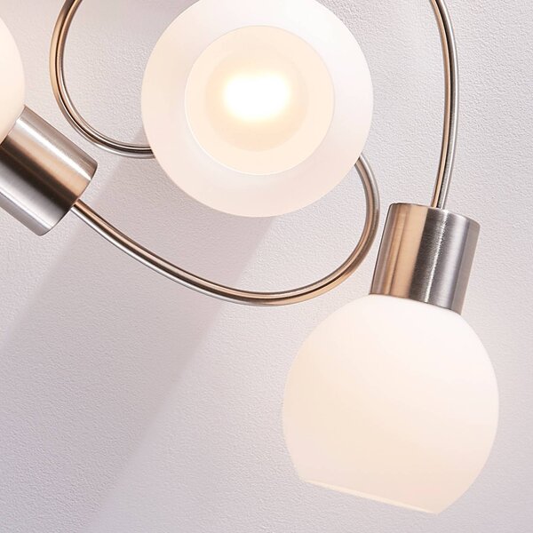 Lampa sufitowa Ciala Lindby, możliwość ściemniania, aluminiowy / szary / cynkowy, salon / jadalnia, szkło, nowoczesny