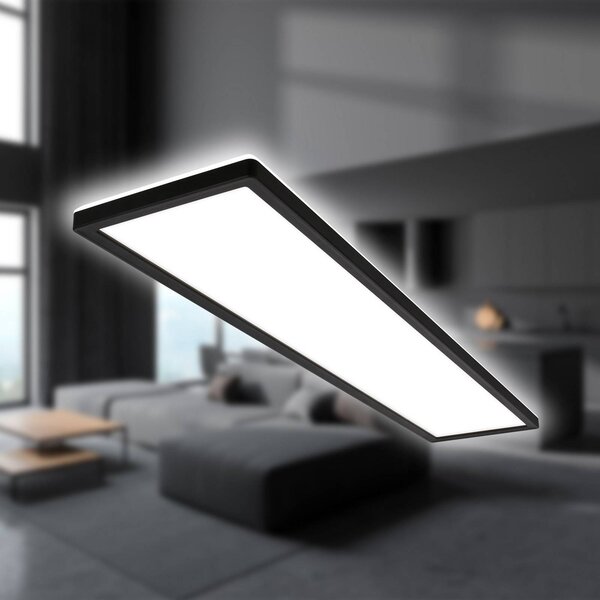 Briloner Lampa sufitowa LED Tava, czarny, salon / jadalnia, tworzywo sztuczne, nowoczesny