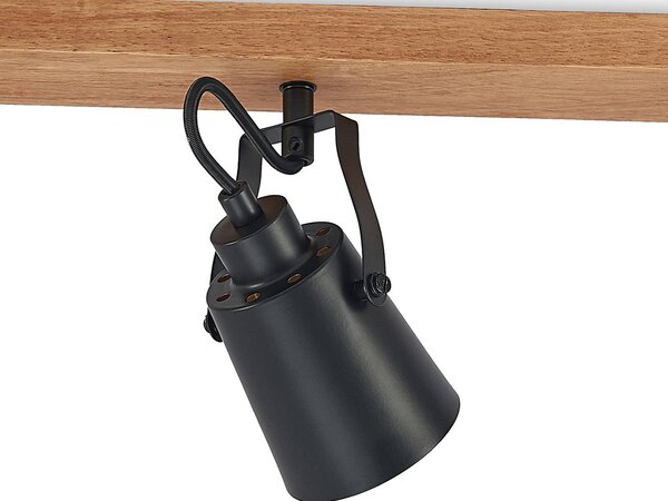 Reflektor sufitowy Lindby Kimban, 5-punktowy, 106 cm, drewno, metal Kimban Lindby, możliwość ściemniania, ciemne drewno, salon / jadalnia, drewno, nowoczesny