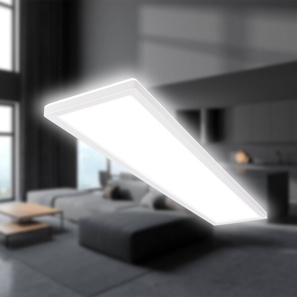 Briloner Lampa sufitowa LED Tava, biały / opal, salon / jadalnia, tworzywo sztuczne, nowoczesny