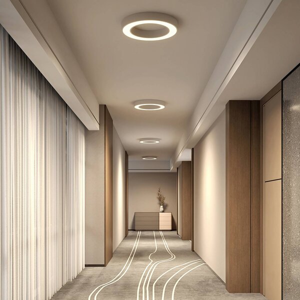 Lampa sufitowa LED Sharelyn Arcchio, możliwość ściemniania, biały / opal, kuchnia, aluminium, nowoczesny
