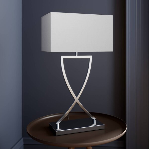 Lampa stołowa Evaine Lucande, chromowy / srebrny, salon / jadalnia, metal, nowoczesny