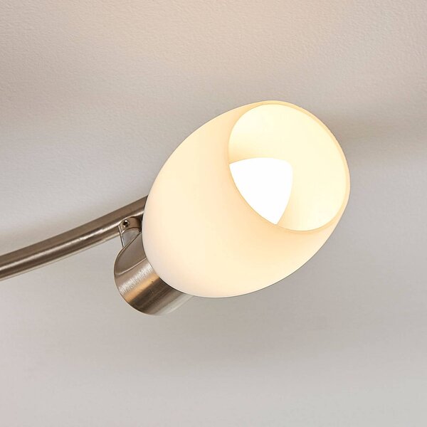 Reflektor Lindby Arda, 70 cm, 4-punktowa, nikiel, szkło, E14 Arda Lindby, możliwość ściemniania, aluminiowy / szary / cynkowy, salon / jadalnia, szkło, nowoczesny