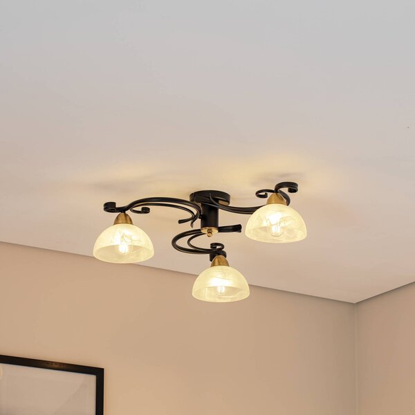 Lampa sufitowa Flora Luminex, możliwość ściemniania, czarny, salon / jadalnia, szkło, dworkowy / rustykalny