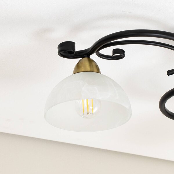 Lampa sufitowa Flora Luminex, możliwość ściemniania, czarny, salon / jadalnia, szkło, dworkowy / rustykalny
