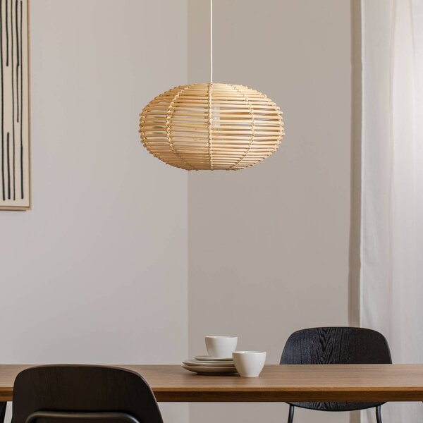 Lampa wisząca RATTAN Nowodvorski Lighting, możliwość ściemniania, jasne drewno, salon / jadalnia, drewno