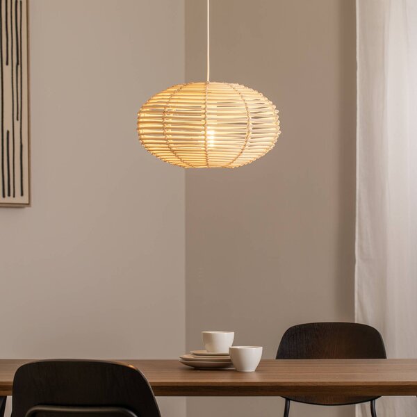 Lampa wisząca RATTAN Nowodvorski Lighting, możliwość ściemniania, jasne drewno, salon / jadalnia, drewno