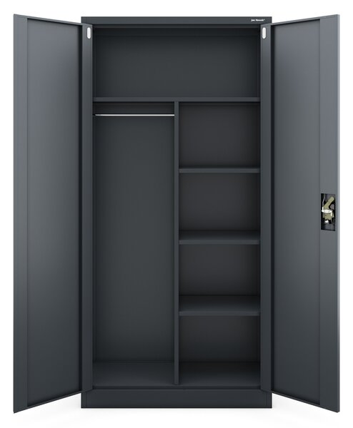 Szafa metalowa wielofunkcyjna DAWID, 900 x 1850 x 450 mm, antracytowa