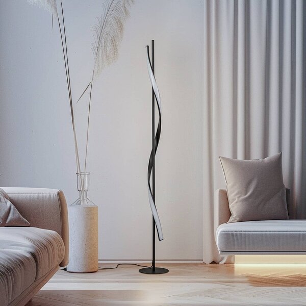 Lampa stojąca LED Munja Lindby, możliwość ściemniania, czarny, salon / jadalnia, metal, nowoczesny