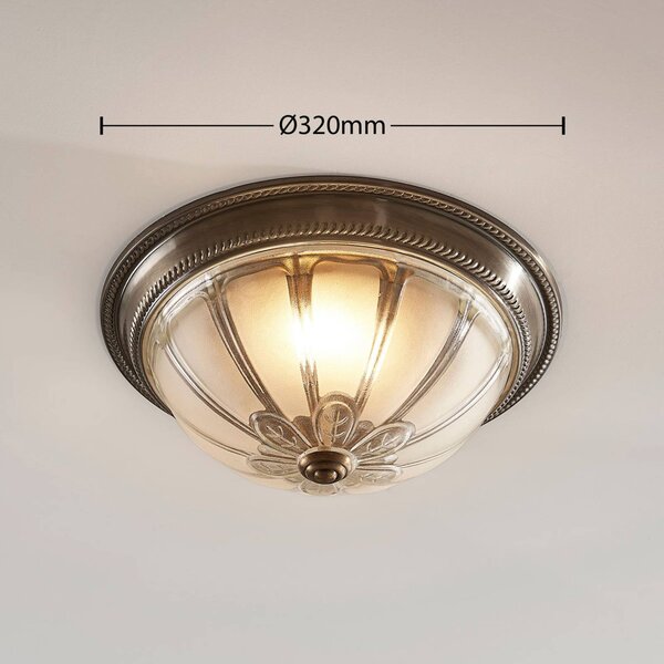 Lampa sufitowa LED Henja Lindby, możliwość ściemniania, brązowy / mosiężny, salon / jadalnia, szkło, antyczny