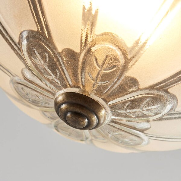 Lampa sufitowa LED Henja Lindby, możliwość ściemniania, brązowy / mosiężny, salon / jadalnia, szkło, antyczny