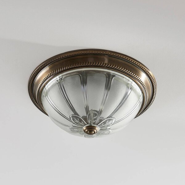 Lampa sufitowa LED Henja Lindby, możliwość ściemniania, brązowy / mosiężny, salon / jadalnia, szkło, antyczny