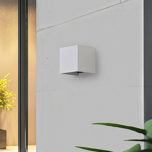 Lindby Smart – kinkiet zewnętrzny LED Dara, 10 cm, biały, CCT Tuya Dara Lindby, możliwość ściemniania, biały / opal, tworzywo sztuczne, nowoczesny