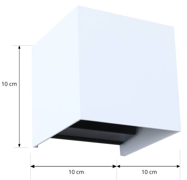 Lindby Smart – kinkiet zewnętrzny LED Dara, 10 cm, biały, CCT Tuya Dara Lindby, możliwość ściemniania, biały / opal, tworzywo sztuczne, nowoczesny