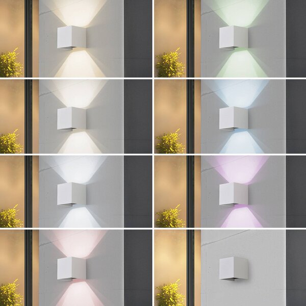 Lindby Smart – kinkiet zewnętrzny LED Dara, 10 cm, biały, CCT Tuya Dara Lindby, możliwość ściemniania, biały / opal, tworzywo sztuczne, nowoczesny