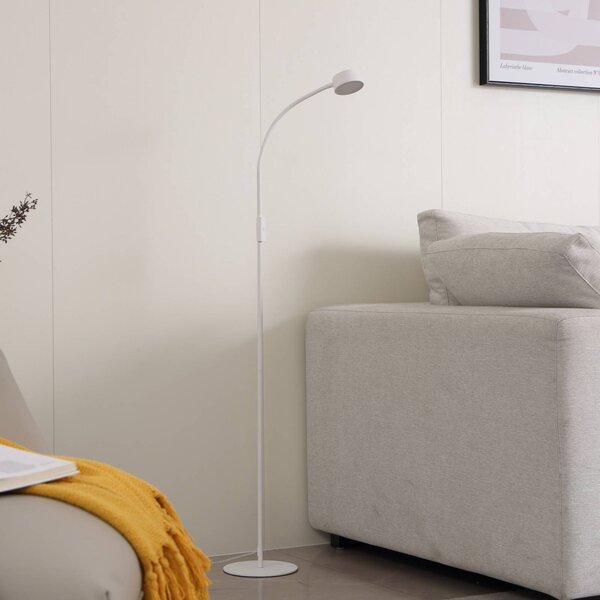 Lampa stojąca Maori Lindby, możliwość ściemniania, biały / opal, biuro, metal, nowoczesny